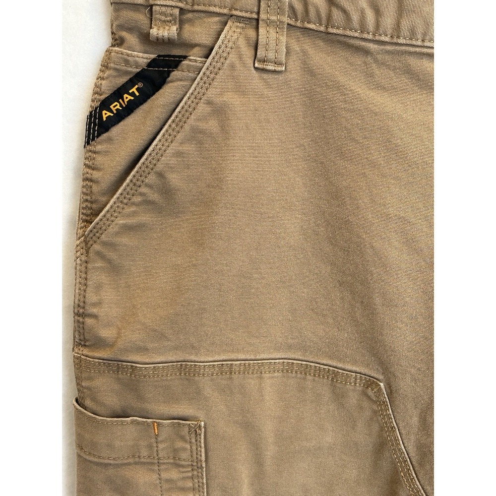 Ariat Rebar M4 Relaxed Men's 34x30‎ Field Khaki Double Knees Carpenter Canvas - Picture 3 of 14